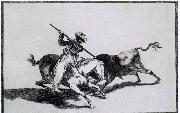 Francisco de goya y Lucientes  The Morisco Gazul is the First to Fight Bulls with a Lance oil